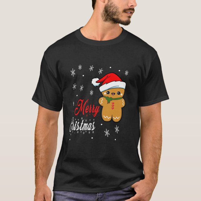 T-shirt Funny Merry Christmas Gingerbread Man Costume Men  (Devant)