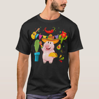 T-shirt Funny Mexicain Sombrero Pig Farmers Cinco De Mayo 