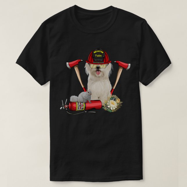 T-shirt Funny mignon chien pompier chien 2 (Design devant)