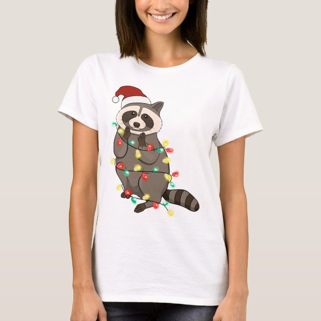 T-shirt Funny mignon Noël Racoon (Devant)