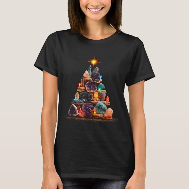 T-shirt Funny Minerals Christmas Tree Graphic Crystals  (Devant)