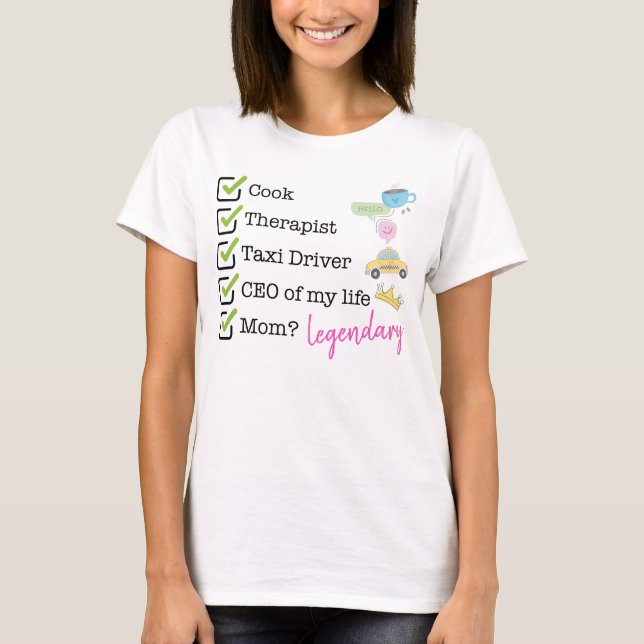 T-shirt Funny Mom Checklist (Devant)