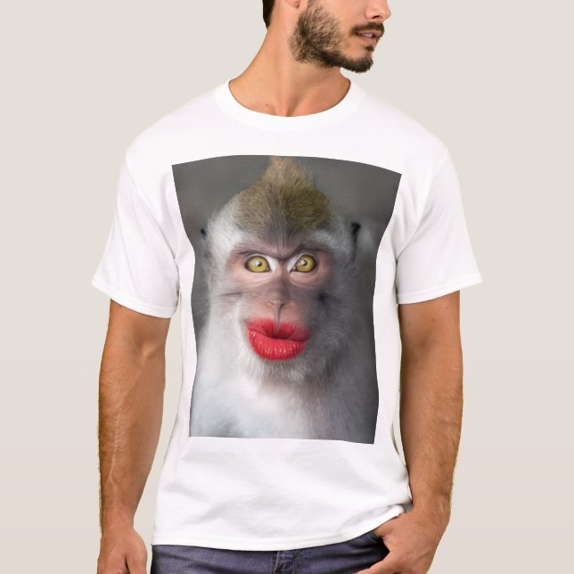 T-shirt funny monkey lips (Devant)