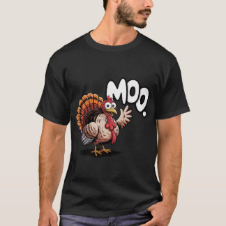 T-shirt Funny Moo Turkey Thanksgiving Design