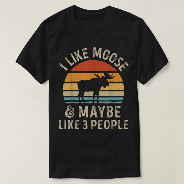 T-shirt Funny Moose Lover Retro Sunset Design (Design devant)
