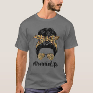 T-shirt Funny Mother's Day Nonnie Life Messy Bun Leopard M