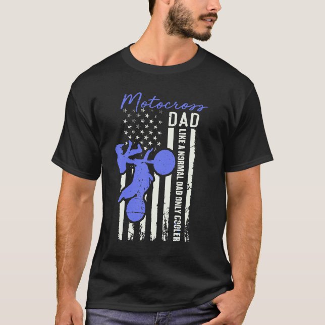 T-shirt Funny Motocross Dad American Us Flag Cooler Dirt B (Devant)
