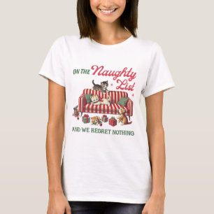 T-shirt Funny Naughty Chat Liste de Noël Vintage