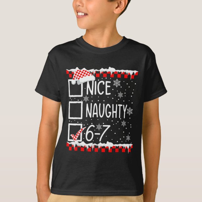 T-shirt Funny Nice Naughty 67 Christmas Brain Rot Six Seve (Devant)