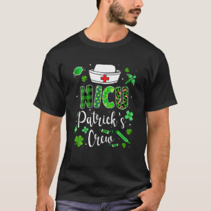 T-shirt Funny NICU Nurse Crew Leopard Plaid Nurse St Pat