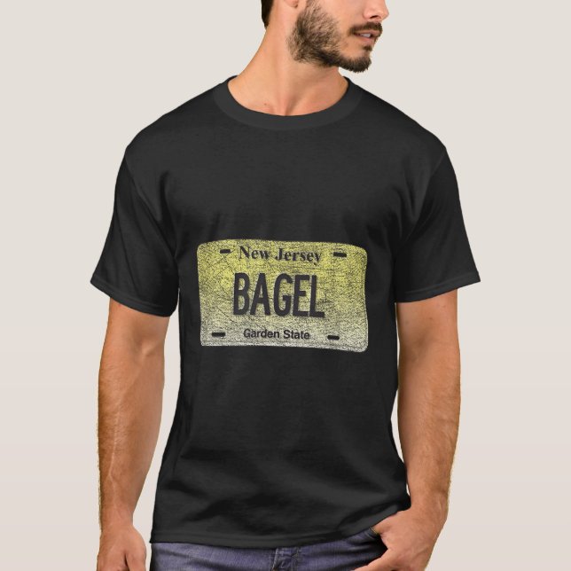 T-shirt Funny Nj State Vanity License Plate Bagel  (Devant)