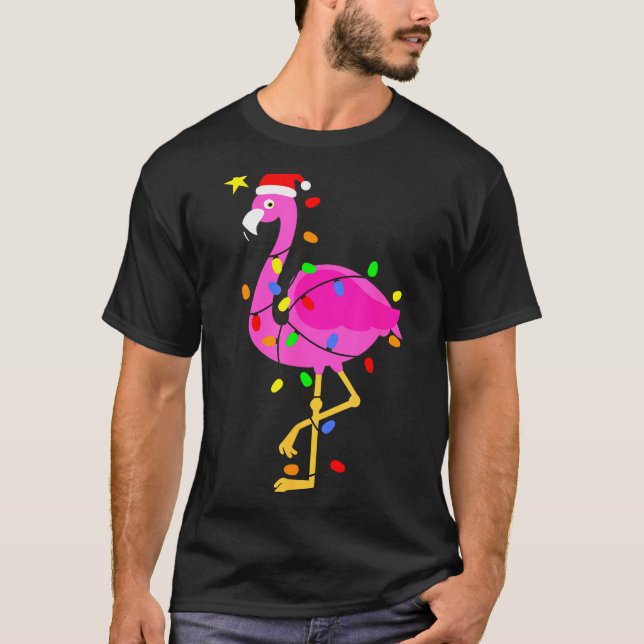 T-shirt Funny Nk Flamingo In Santa Hat Christmas In July M (Devant)