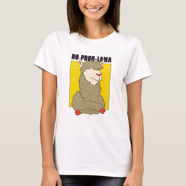 T-shirt Funny No ProbLlama (Devant)