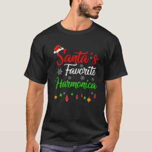 T-shirt Funny Noël Père Noël Favori Harmonica Noël