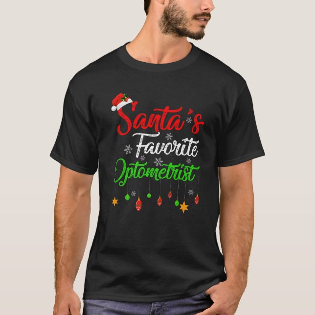 T-shirt Funny Noël Père Noël Favori Optométriste Noël (Devant)