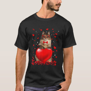 T-shirt Funny Norwegian Forest Chat Coeur Valentine Chat L