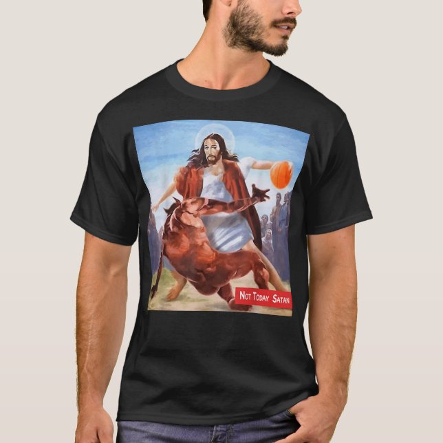 T-shirt Funny Not Today Satan Jesus Crossover  (Devant)