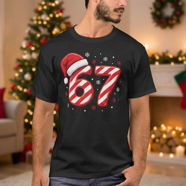 T-shirt Funny Number 67 Candy Cane Striped Christmas (Créateur téléchargé)
