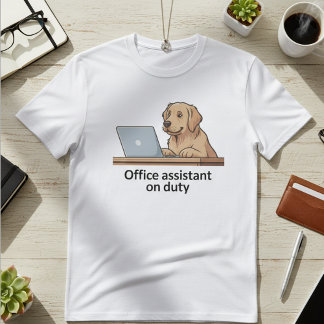 T-shirt Funny Office Dog Assistant Cartoon
