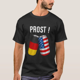 T-shirt Funny Oktoberfest Allemand Américain Drapeau bière