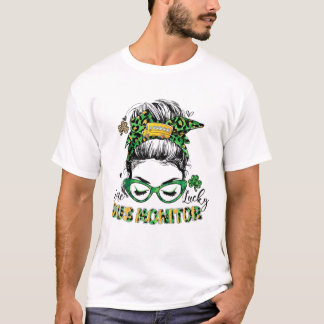 T-shirt Funny One Lucky School Bus Monitor Messy Bun St Pa