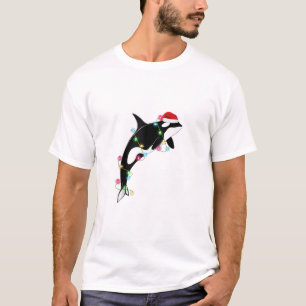 T-shirt Funny Orca Tueur Baleine Santa Chapeau Mer de Noël
