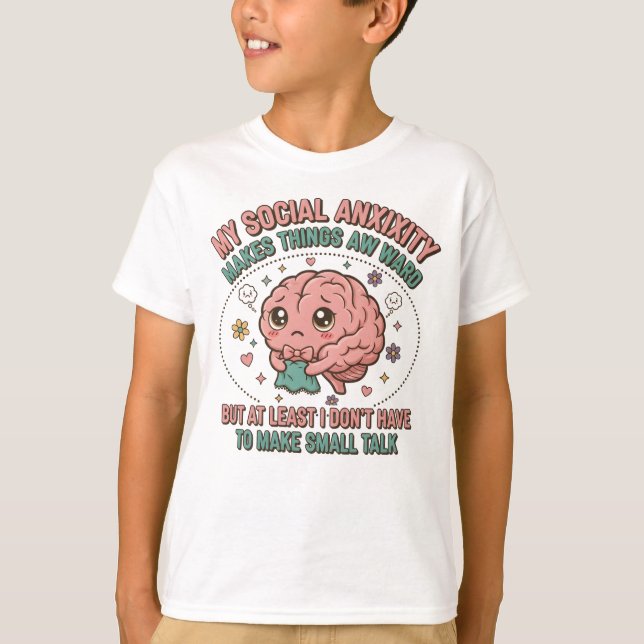 T-shirt Funny Overthinking Brain Cartoon (Devant)