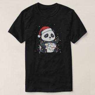 T-shirt Funny Panda Christmas Lights Animal Lover