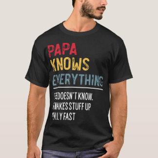 T-shirt Funny Papa Connaît Tout Fête des pères Pour Grand