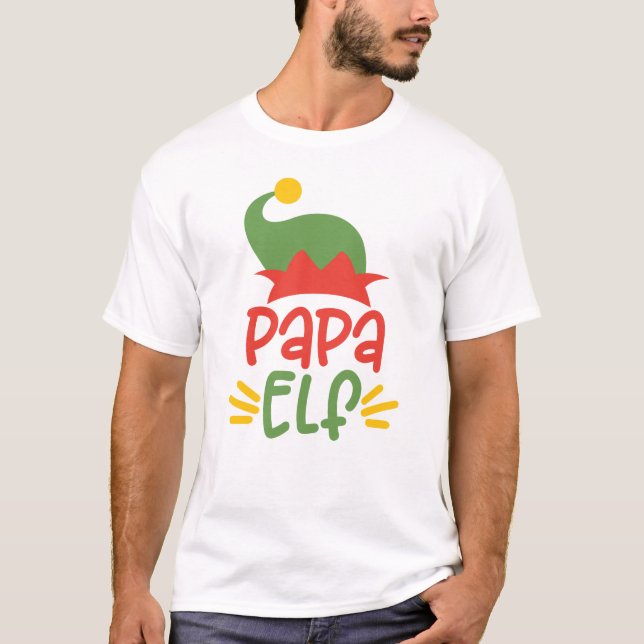 T-shirt Funny Papa Elf Christmas (Devant)