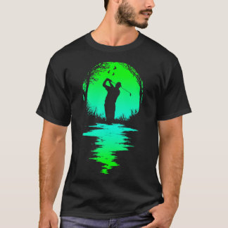 T-shirt Funny Papa Golf Coucher de soleil Golfer Silhouett