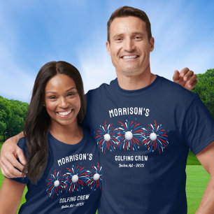 T-shirt Funny Patriotique Juillet 4 Feu d'artifice Golfer 