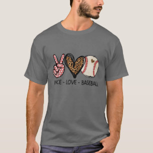 T-shirt Funny Peace Love Baseball Maman Empreinte de léopa