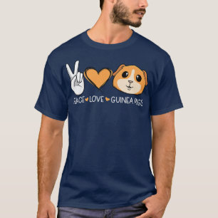 T-shirt Funny Peace Love Guinea Pigs Women Girls Kids 