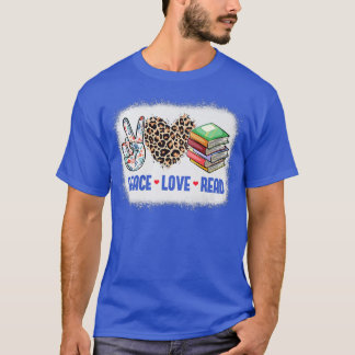 T-shirt Funny Peace Love Read Bookworm Book Lover School L