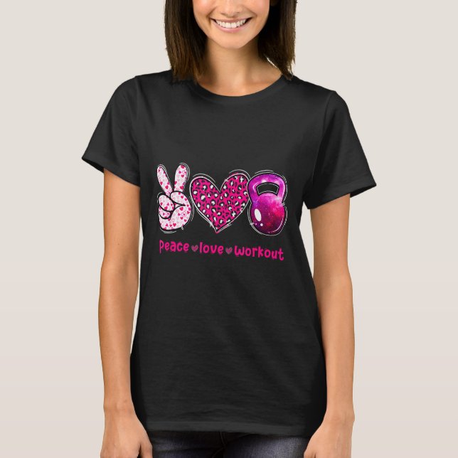 T-shirt Funny Peace Love Workout Gym Lifting Gymer Valenti (Devant)