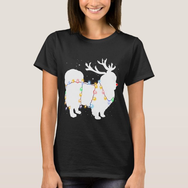 T-shirt Funny Pekingese Dog Tree Christmas Lights Xmas Paj (Devant)