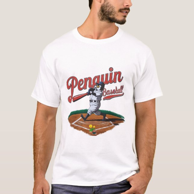 T-shirt Funny Penguin Baseball (Devant)