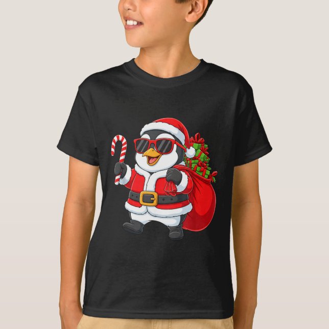 T-shirt Funny Penguin Christmas Santa Outfit Xmas Boys Gir (Devant)
