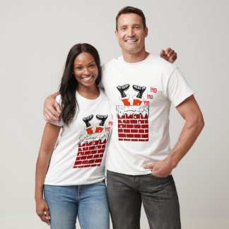 T-shirt Funny Père Noël coincé dans la cheminée
