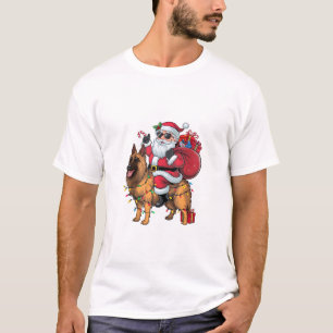 T-shirt Funny Père Noël équitation berger allemand Chien N