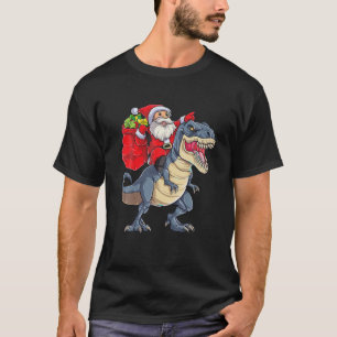 T-shirt Funny Père Noël équitation Dinosaur T Rex Garçons 