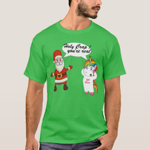 T-shirt Funny Père Noël et unicorne Surprise Rencontrez No