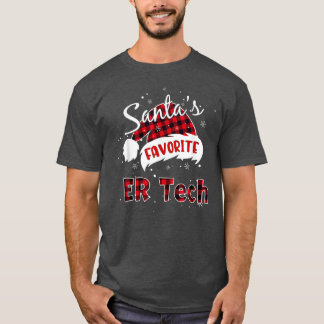 T-shirt Funny Père Noël Favori ER Tech Noël Plaid Buf