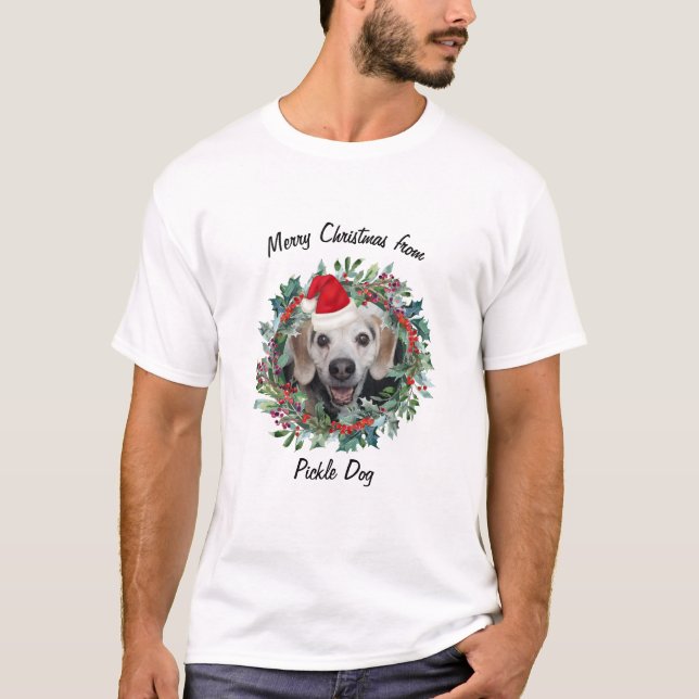 T-shirt Funny Pet Photo avec Santa Hat Noël (Devant)