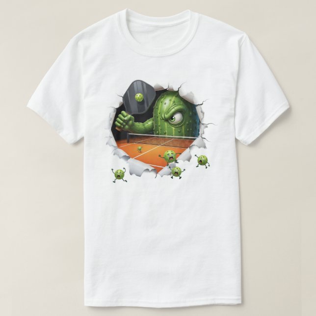 T-shirt Funny Pickleball Creature Dominates Court Scene (Design devant)