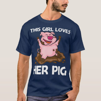 T-shirt Funny Pig Design For Girls Mom Hog Farmer Farm Ani