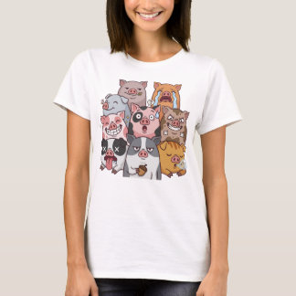 T-shirt Funny Pig Mood Squad Cartoon