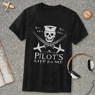 T-shirt Funny Pilote Skull Cross Airplanes Pirate Humour D