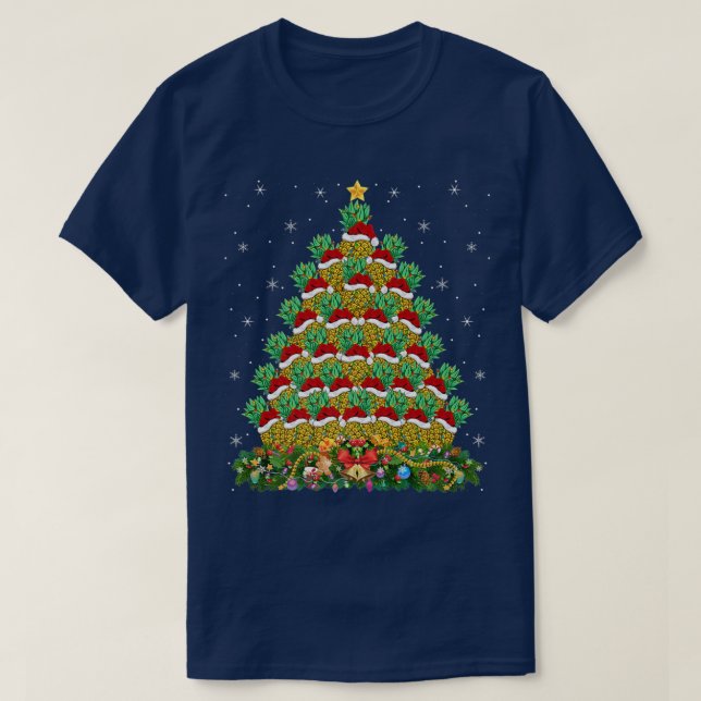 T-shirt Funny Pineapple Lover Xmas Lights Pineapple Christ (Design devant)